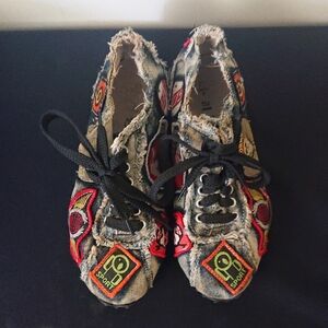 Sports Mania - Denim Patchwork Women's Sneakers - Jurassic Park